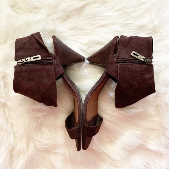 Schutz Leather Brown Suede cone heel Sandals. - Picture 3 of 6